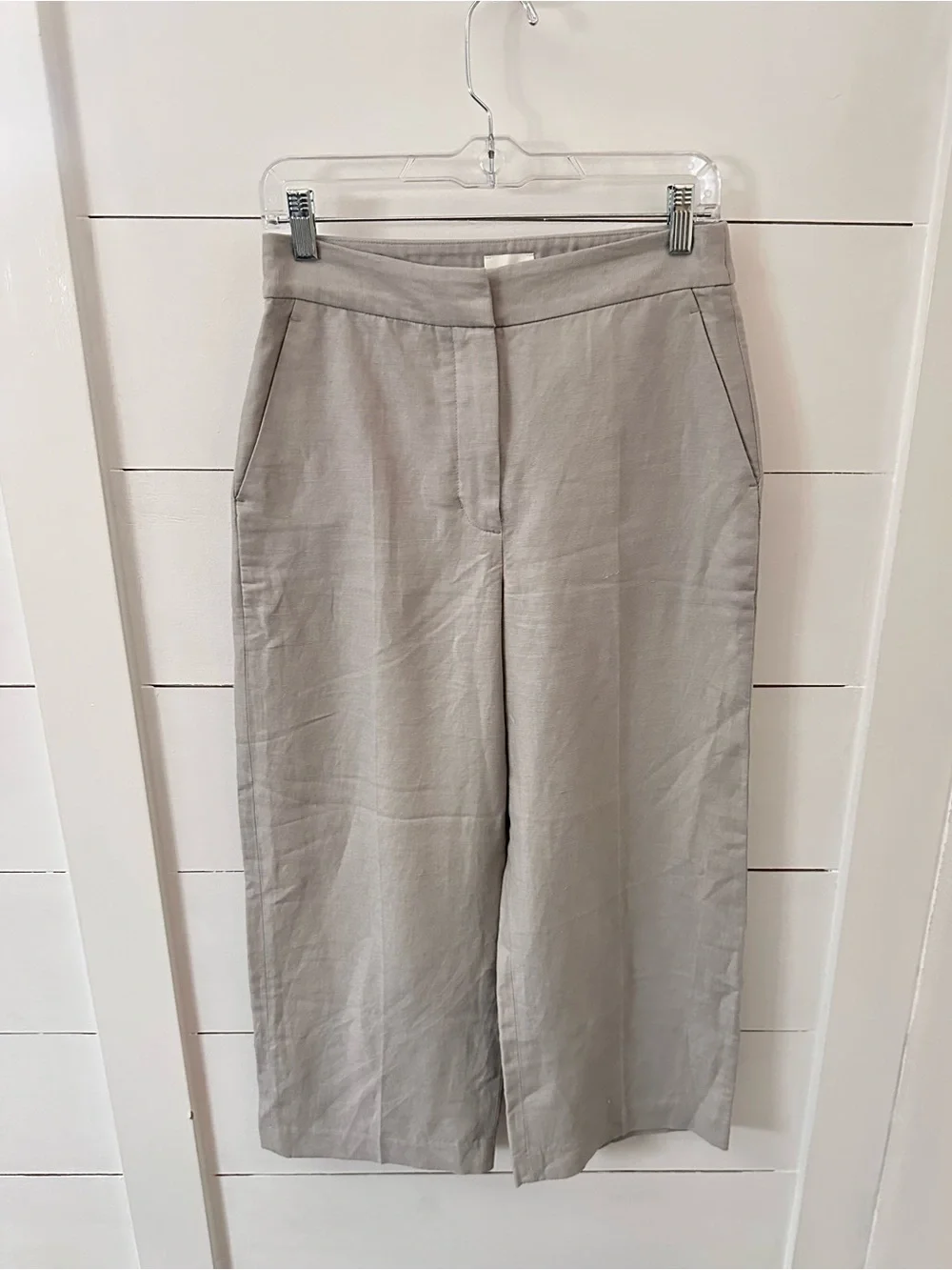 Aritzia Wilfred 2 Limitless grey linen blend wide leg classic boho chic coastal